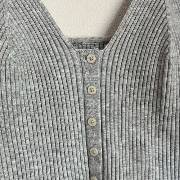 Aerie Gray Button Front Sweater Tank Top Size XL - Picture 6 of 9